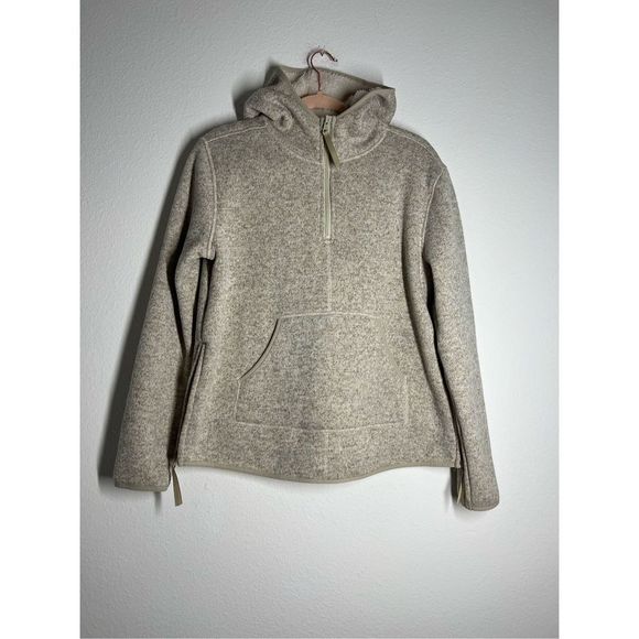 Anthro Thread & Supply Flees Knitted Hoodie 1/4 zipper Cream Teddy Lined Size S - Picture 6 of 15